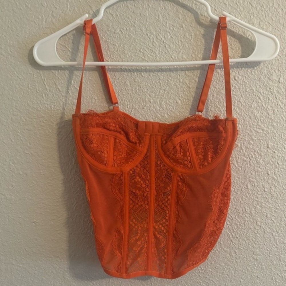 Orange lace corset top